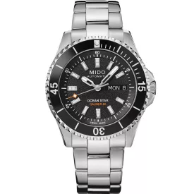 Mido Ocean Star 200 men's watch M026.930.11.051.00, black dial, silver stainless steel strap