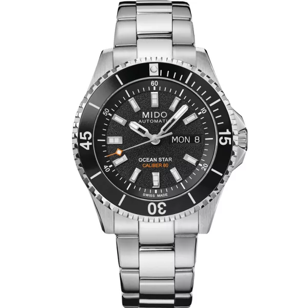 Mido Ocean Star 200 men's watch M026.930.11.051.00, black dial, silver stainless steel strap