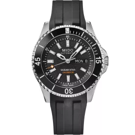 Mido Ocean Star 200 men's watch M026.930.17.051.00, black dial, black silicone strap