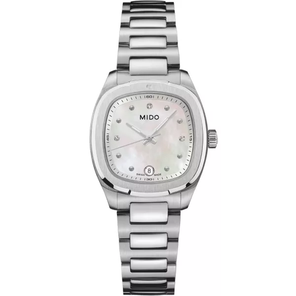 Mido Multifort TV 28 Quartz women's watch M049.110.11.116.00, silver stainless steel strap
