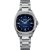 Mido Multifort TV 35 women's watch M049.307.11.041.00, blue dial, silver stainless steel strap