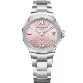 Baume & Mercier Riviera women's watch M0A10675, pink dial, silver stainless steel strap