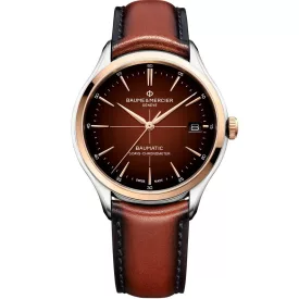 Baume & Mercier Clifton Baumatic men's watch M0A10713, brown dial, brown leather strap