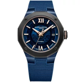 Baume & Mercier Riviera Baumatic men's watch M0A10769, blue dial, blue silicone strap