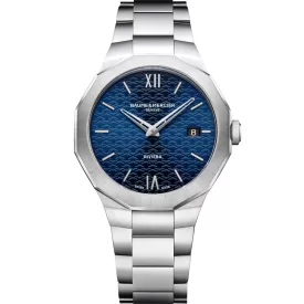 Baume & Mercier Riviera men's watch M0A10844, blue dial, silver stainless steel strap
