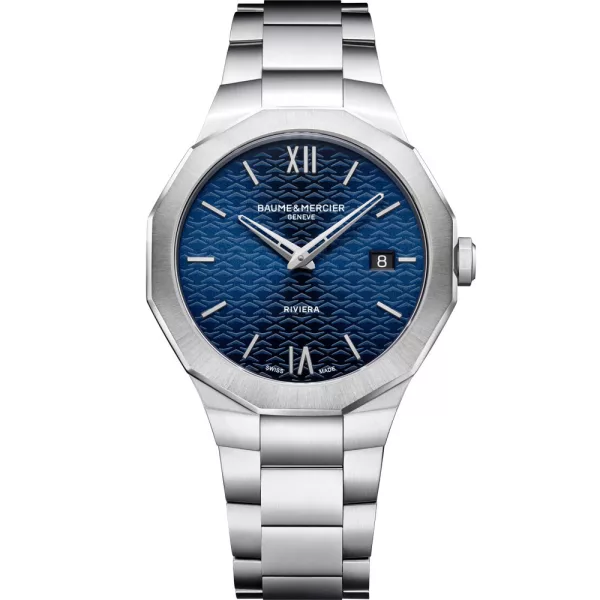 Baume & Mercier Riviera men's watch M0A10844, blue dial, silver stainless steel strap