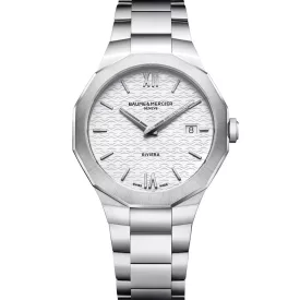 Baume & Mercier Riviera men's watch M0A10845, silver dial, silver stainless steel strap