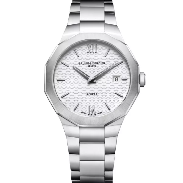 Baume & Mercier Riviera men's watch M0A10845, silver dial, silver stainless steel strap