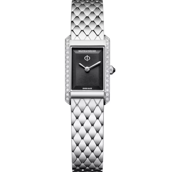 Baume & Mercier Hampton women's watch M0A10862, black dial, silver stainless steel strap