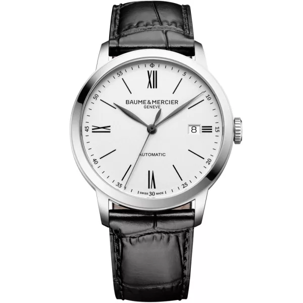 Baume & Mercier Classima men's watch M0A10874, white dial, black leather strap