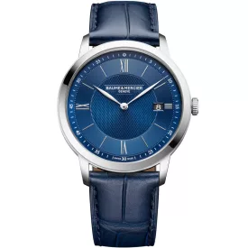 Baume & Mercier Classima men's watch M0A10878, blue dial, blue leather strap