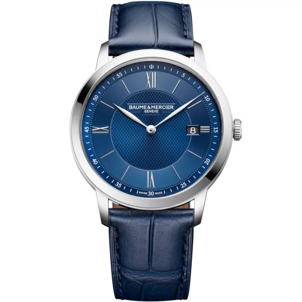 Baume & Mercier Classima men's watch M0A10878, blue dial, blue leather strap