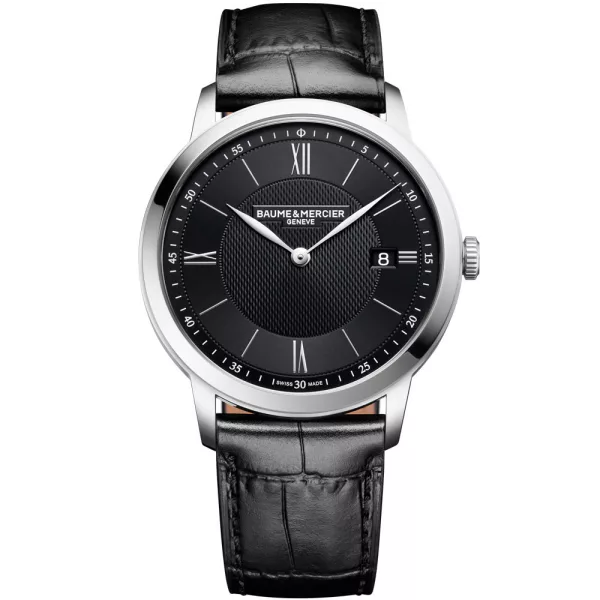 Baume & Mercier Classima men's watch M0A10881, black dial, black leather strap