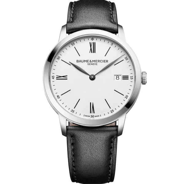 Baume & Mercier Classima men's watch M0A10884, white dial, black leather strap