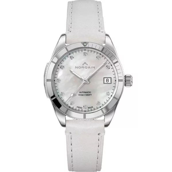 Norqain Adventure Sport 37mm women's watch N1800.08S14.W01.S02, white leather strap