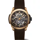 Norqain Wild ONE Skeleton 42mm Gold men's watch N3000.07G04.N01.R01, brown silicone strap