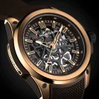 Norqain Wild ONE Skeleton 42mm Gold men's watch N3000.07G04.N01.R01, brown silicone strap