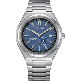 Citizen Automatic men's watch NJ0180-80L, blue dial, silver titanium strap