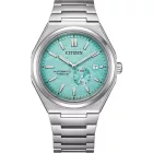 Citizen Automatic men's watch NJ0180-80M, turquoise dial, silver titanium strap