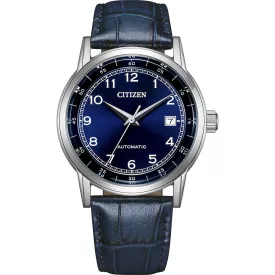 Citizen Automatic men's watch NJ0210-13L, blue dial, blue leather strap