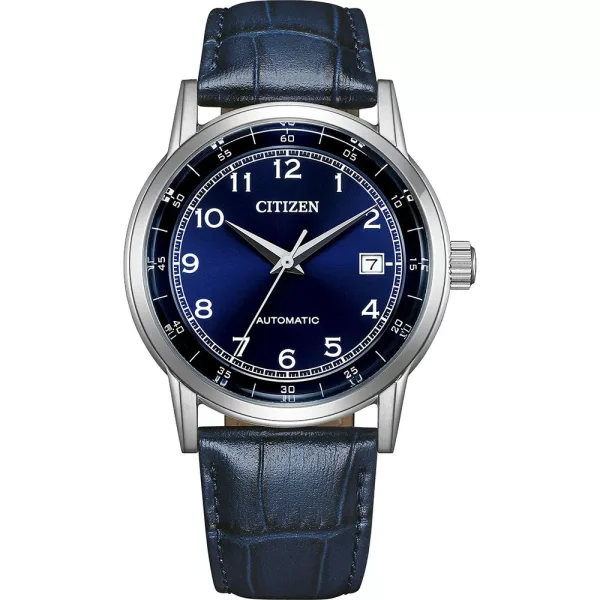 Citizen Automatic men's watch NJ0210-13L, blue dial, blue leather strap
