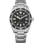 Citizen Automatic men's watch NJ0221-50E, black dial, silver stainless steel strap