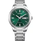 Citizen Automatic men's watch NY4058-79X, green dial, silver stainless steel strap