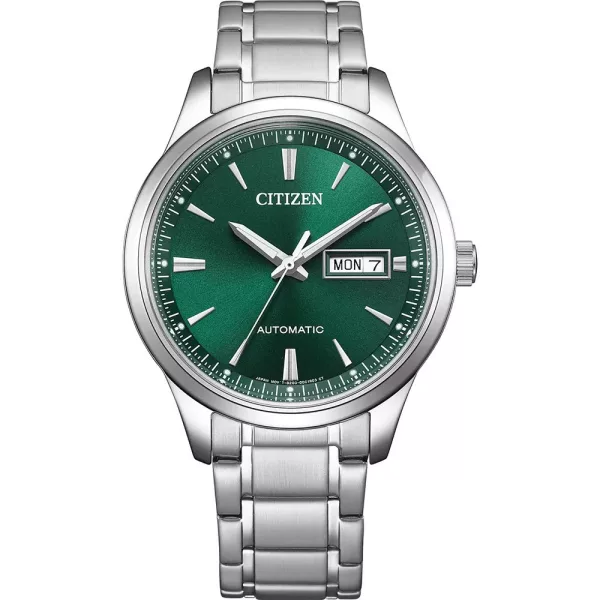Citizen Automatic men's watch NY4058-79X, green dial, silver stainless steel strap