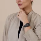 Rado Integral unisex watch R20255162, black dial, silver stainless steel strap
