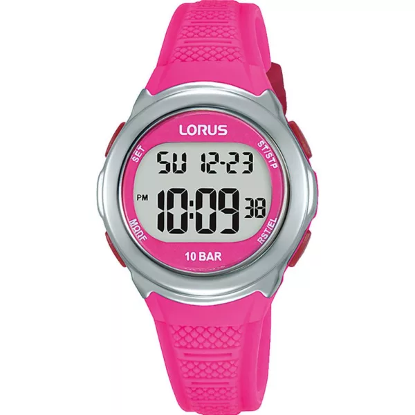 Lorus Kids kids' watch R2395NX-9, pink dial, pink silicone strap