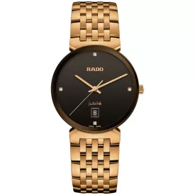 Rado Florence Classic unisex watch R48916703, black dial, rose gold stainless steel strap
