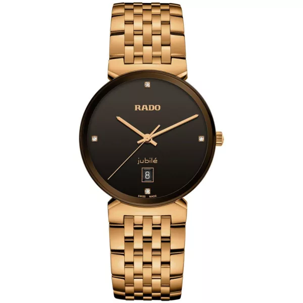 Rado Florence Classic unisex watch R48916703, black dial, rose gold stainless steel strap