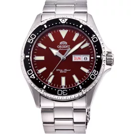 Orient Mako III Kamasu men's watch RA-AA0003R39B, red dial, silver stainless steel strap