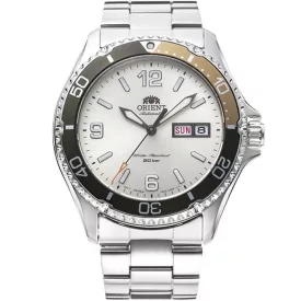 Orient Mako III men's watch RA-AA0821S39B, silver dial, silver stainless steel strap