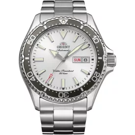 Orient Mako III Kamasu men's watch RA-AA0825S39B, silver dial, silver stainless steel strap