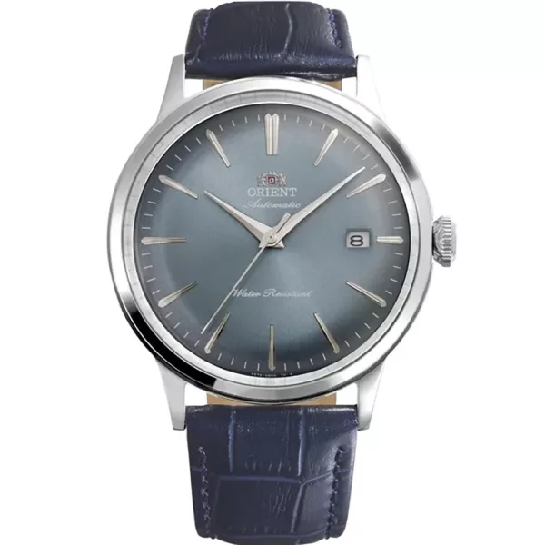 Orient Bambino men's watch RA-AC0030L30B, blue dial, blue leather strap