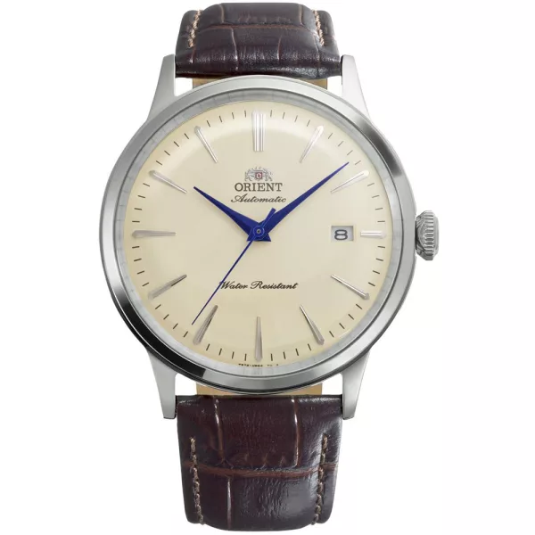 Orient Bambino men's watch RA-AC0033Y30B, beige dial, brown leather strap
