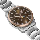 Orient Stretto Sun & Moon men's watch RA-AK0313Y30B, brown dial, silver stainless steel strap
