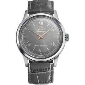 Orient Bambino men's watch RA-BB0006N30B, gray dial, gray leather strap