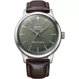 Orient Bambino 36 unisex watch RA-BB0102E30B, green dial, brown leather strap