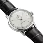 Orient Bambino 36 unisex watch RA-BB0103S30B, silver dial, brown leather strap