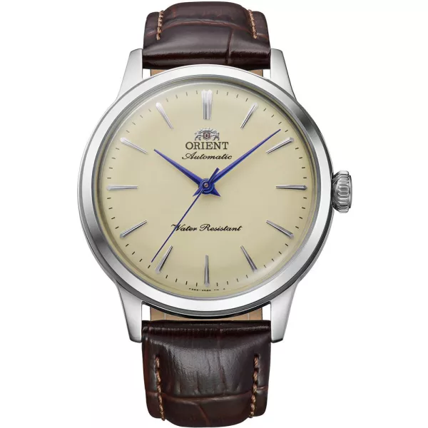 Orient Bambino 36 unisex watch RA-BB0104Y30B, beige dial, brown leather strap
