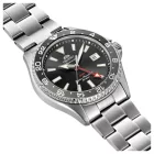 Orient Mako Diver GMT men's watch RA-BC0001B30B, black dial, silver stainless steel strap