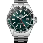 Orient Mako Diver GMT men's watch RA-BC0002E30B, green dial, silver stainless steel strap