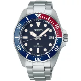 Seiko Prospex Solar Diver’s men's watch SNE595P1, blue dial, silver stainless steel strap