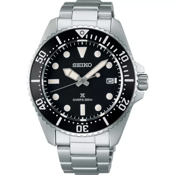Seiko Prospex Sea Solar Diver’s men's watch SNE597P1, black dial, silver stainless steel strap