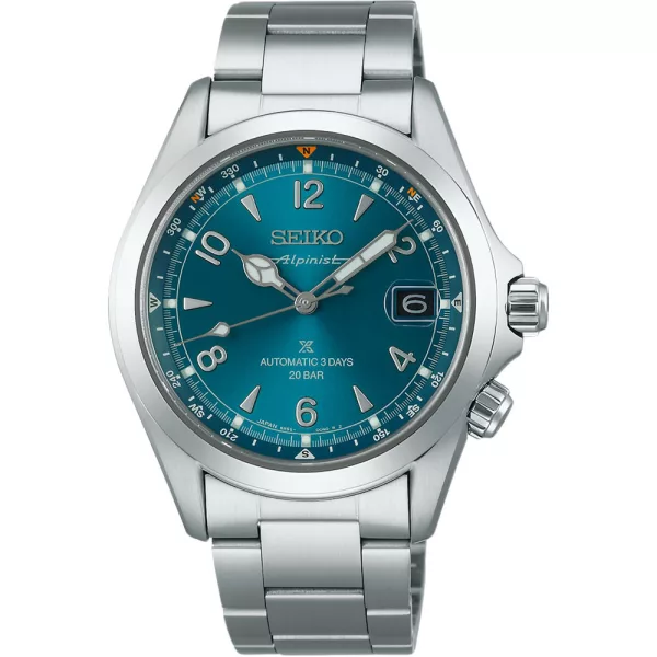 Seiko Prospex Land Alpinist in Tealpine men's watch SPB503J1, blue dial, silver stainless steel strap