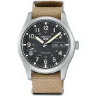 Seiko 5 Sports Field men's watch SRPG35K1, black dial, brown textile strap