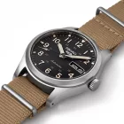 Seiko 5 Sports Field men's watch SRPG35K1, black dial, brown textile strap