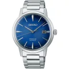 Seiko Presage Cocktail Time The Aviation” men's watch SRPJ13J1", blue dial, silver stainless steel strap